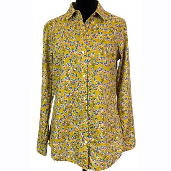 J. McLaughlin Womens Multicolor Gold Red Blue Long Sleeve Button Up Shirt - Picture 1 of 9